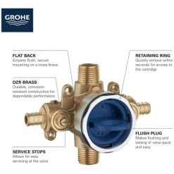 Grohe GrohSafe 3.0 Pressure Balance Valve with PEX Crimp Connections and Service Stops 13 Grohe GrohSafe 3.0 Pressure Balance Valve with PEX Crimp Connections and Service Stops -Shower Valves Sales grohe 35 111 alternate view 77