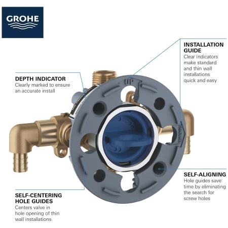 Grohe GrohSafe 3.0 Pressure Balance Valve with PEX Crimp Outlets, Elbows, and Service Stops 6 Grohe GrohSafe 3.0 Pressure Balance Valve with PEX Crimp Outlets, Elbows, and Service Stops - Image 4
