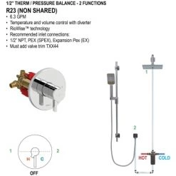 House of Rohl 1/2" Thermostatic Rough-in Valve with NPT Connection Type and up to 3 Functions -Shower Valves Sales house of rohl r23 alternate image 10