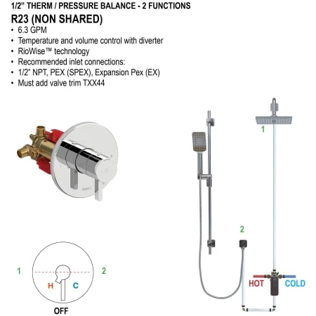 House of Rohl 1/2" Thermostatic Rough-in Valve with Expansion PEX Connection Type and up to 3 functions 7 House of Rohl 1/2" Thermostatic Rough-in Valve with Expansion PEX Connection Type and up to 3 functions - Image 5