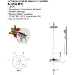 House of Rohl 1/2" Thermostatic Rough-in Valve with Expansion PEX Connection Type and up to 5 functions -Shower Valves Sales house of rohl r45 ex alternate image 29