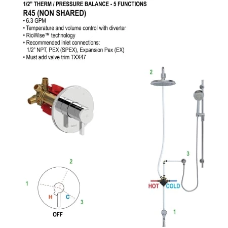 House of Rohl 1/2" Thermostatic Rough-in Valve with PEX Connection Type and up to 5 functions 6 House of Rohl 1/2" Thermostatic Rough-in Valve with PEX Connection Type and up to 5 functions - Image 4