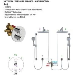 House of Rohl 3/4" Thermostatic Rough-in Valve Multi-Function System with NPT Connection Type and up to 6 functions 11 House of Rohl 3/4" Thermostatic Rough-in Valve Multi-Function System with NPT Connection Type and up to 6 functions -Shower Valves Sales house of rohl r46 alternate image 37