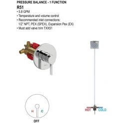 House of Rohl 1/2" Pressure Balance Rough-in Valve with NPT Connection Type 7 House of Rohl 1/2" Pressure Balance Rough-in Valve with NPT Connection Type -Shower Valves Sales house of rohl r51 alternate image 39