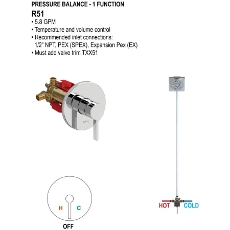 House of Rohl 1/2" Pressure Balance Rough-in Valve with Expansion PEX Connection Type 4 House of Rohl 1/2" Pressure Balance Rough-in Valve with Expansion PEX Connection Type - Image 3