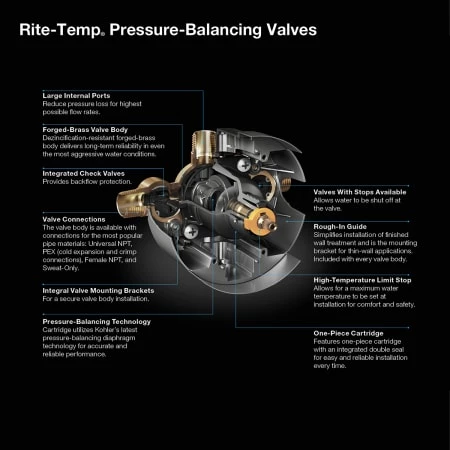 Kohler Rite-Temp Pressure Balanced Rough In Valve Body and Cartridge Kit 4 Kohler Rite-Temp Pressure Balanced Rough In Valve Body and Cartridge Kit - Image 2