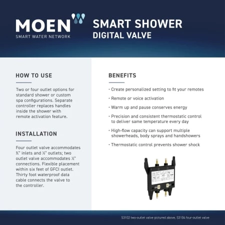 Moen Moen Smart Shower 4-Outlet Digital Thermostatic Shower Valve with 3/4" Connections 4 Moen Moen Smart Shower 4-Outlet Digital Thermostatic Shower Valve with 3/4" Connections - Image 2