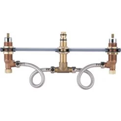 Olympia Faucets Two Handle Roman Tub Valve Set with Ceramic Disc Cartridges and Quick Mount Connector