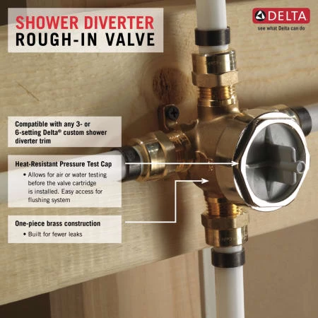 Delta Diverter Rough-In Valve for Delta 3 Function and 6 Function Diverter Trims 3 Delta Diverter Rough-In Valve for Delta 3 Function and 6 Function Diverter Trims - Image 2