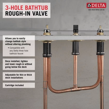 Delta Three Hole Roman Tub Faucet Rough In Kit 4 Delta Three Hole Roman Tub Faucet Rough In Kit - Image 2