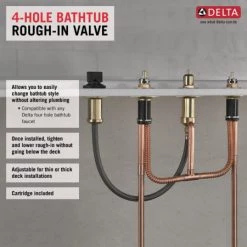 Alternative view of Delta Roman Tub Filler Rough-In Valve for Trims with Handshower