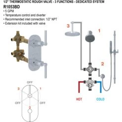 Alternative view of Rohl R1053BD 1/2" Thermostatic Rough Valve-In With Integrated Dedicated Three Function Diverter / Volume Control