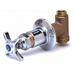 T and S Brass Shut-Off Control Valve with Adjustable Flange, Concealed Body, Cross Handle and Blue Index